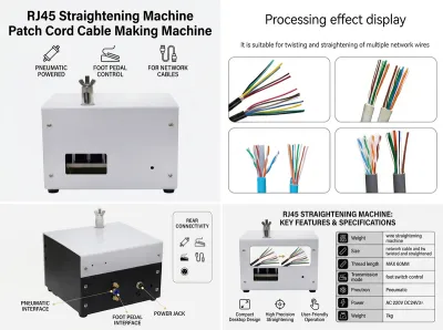 RJ45 egyengető gép patch kábel gyártó gép JW-P08 - Félautomata_Vezetékkefe_Gép
