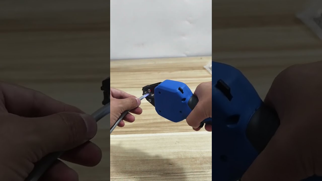 Portable Cordless Lithium Battery Wire Crimper with Interchangeable Dies #machine #factory