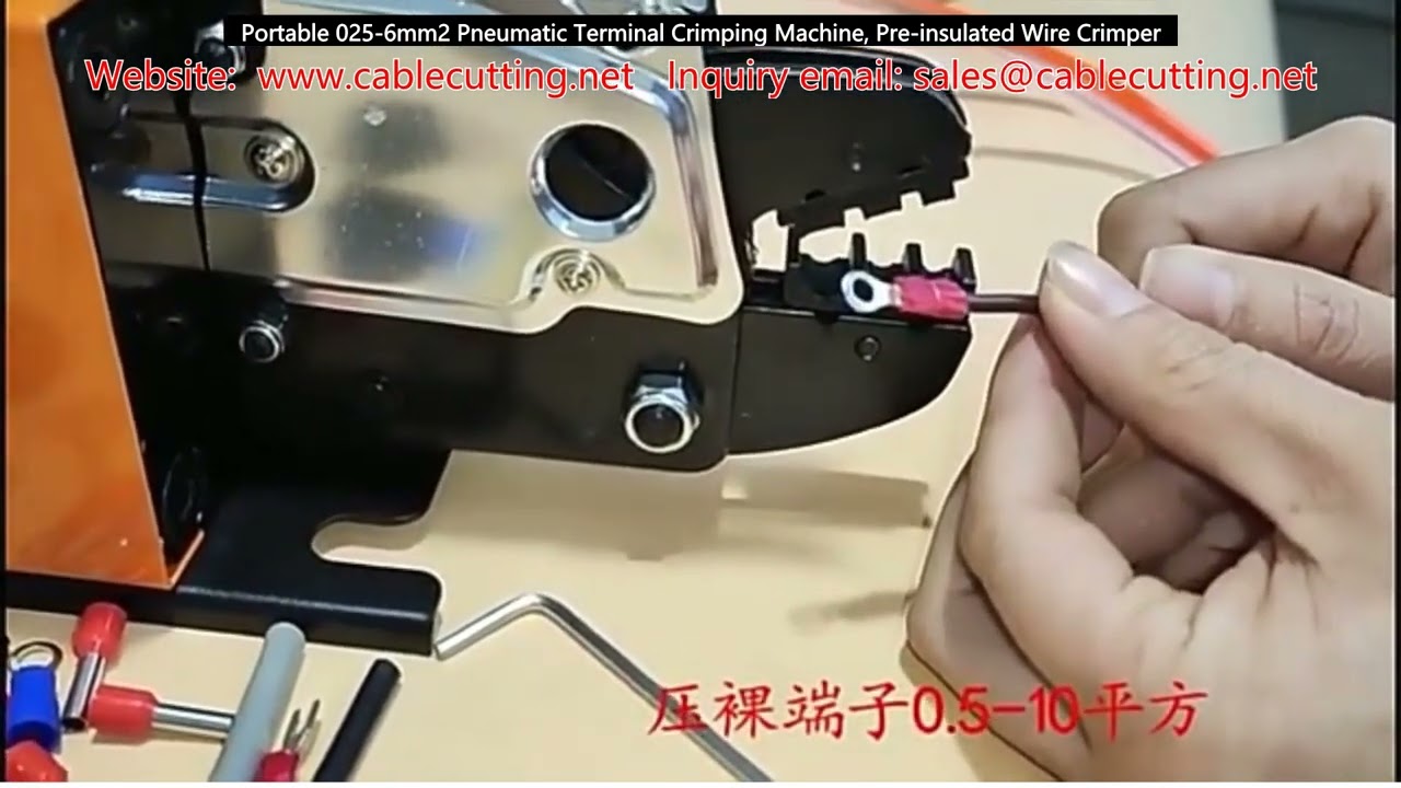 Portable 025 6mm2 Pneumatic Terminal Crimping Machine, Pre insulated Wire Crimper