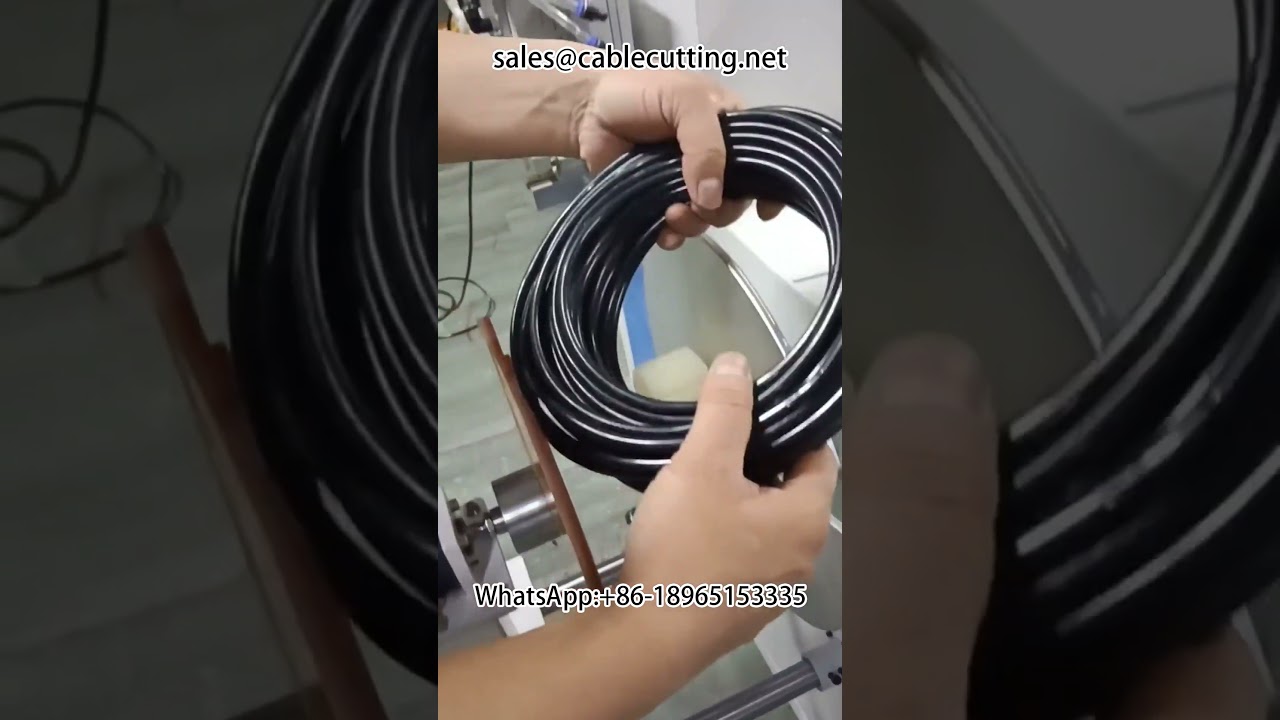 Automatic metre counting, sorting, cutting and rewinding machine for drip irrigation tubes