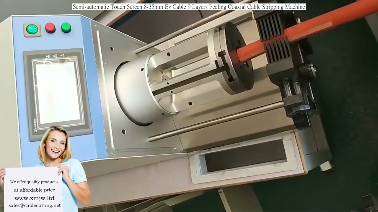 Semi-automatic Touch Screen 8-35mm Ev Cable 9 Layers Coaxial Cable Stripping Machine