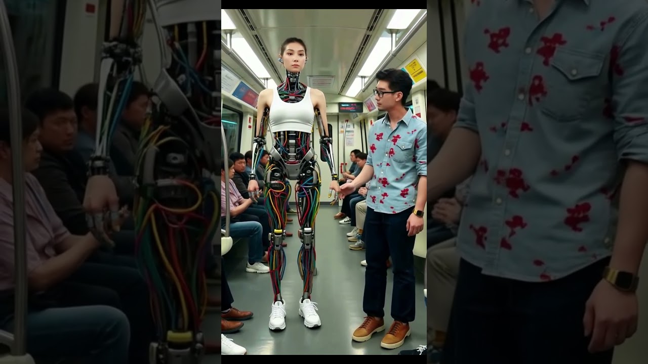 A beautiful robot girl was spotted taking the bus #robot #cosplay #futuretech #android #animation